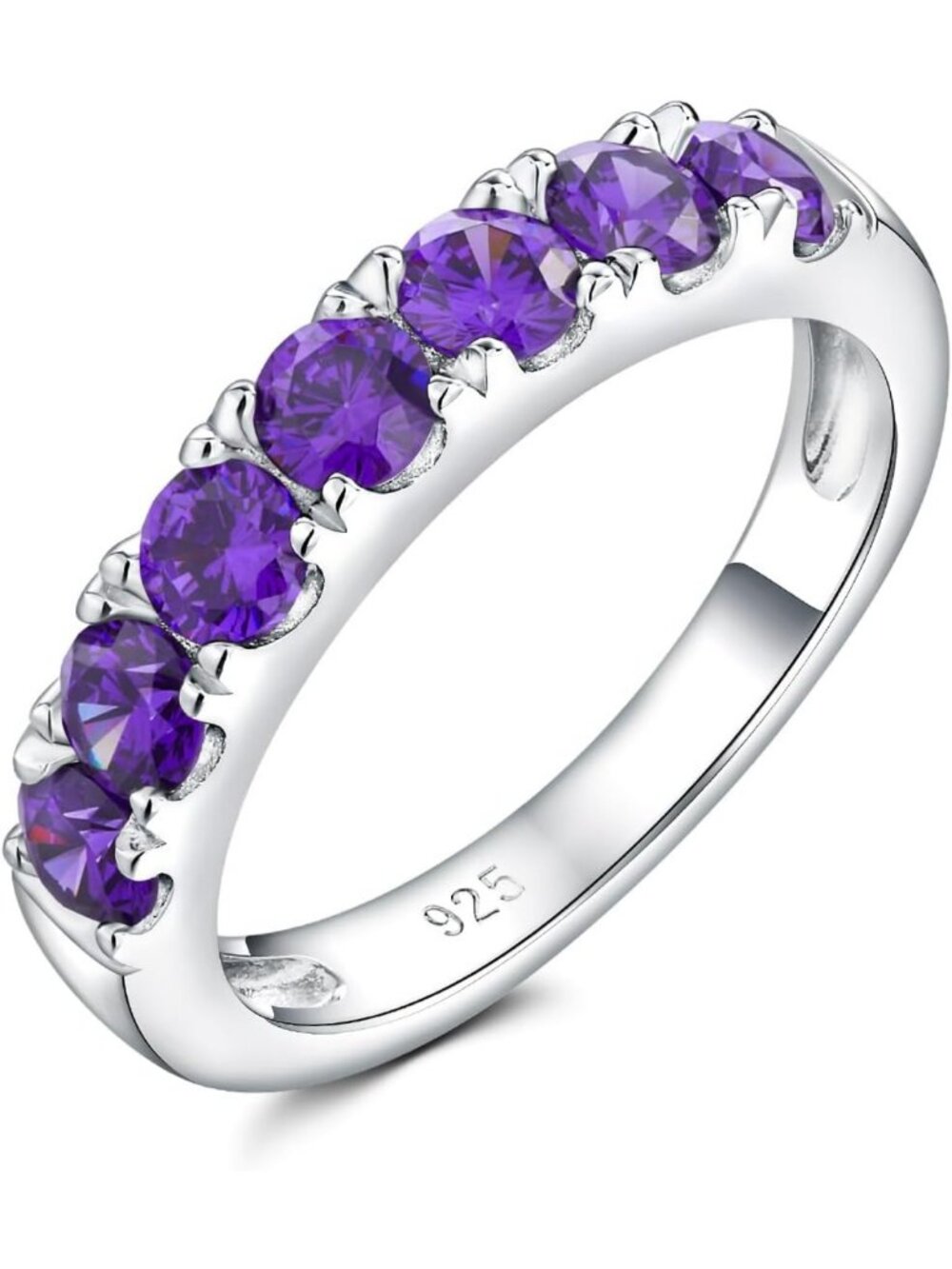 925 Sterling Silver Women's Eternity Ring with Created Gemstone Wedding Band